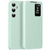 Nshkeji Cover per Galaxy S26 Plus Clear View, Custodia Smart View, Flip Folio Cover a libro, Custodia a portafoglio per Samsung Galaxy S26 Plus Clear View, 360 Full Clapet Protection Case (Verde)