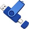 ZESTRO Chiavetta USB 256 GB, tipo C e USB 2.0 2 in 1 Flash Drive Trasferimento 100 MB/s, materiale metallico girevole design per iPhone 15/16/17, smartphone, tablet, PC, Mac, auto, console di gioco blu