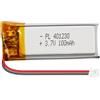 Sunkoo Batteria ai polimeri di litio da 3,7 V, 100 mAh, 401230, 1S con protezione PCM, Micro JST 1,25 mm, spina a 2 pin, per dispositivi portatili e fai da te