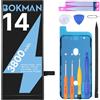 Bokman Batteria per iPhone 14, Batteria ad alta capacità da 3800mAh con tutti i kit di attrezzi