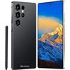 Maustron Smartphone J25 Ultra con display da 7,3 pollici, 8 GB di RAM, 256 GB di memoria, memoria espandibile, doppio SIM, 5G, Android 14, doppia fotocamera, riconoscimento facciale, nero