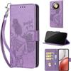 SIENIANLINE Cover per Honor Magic8 Lite / X9d custodia portafoglio Viola | 3 scomparti carte, 1 tasca banconote, Chiusura magnetica, Supporto, Pelle PU flip cover per Honor X70 / X9d