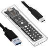 QWORK® Case SSD M.2 NVMe Trasparente, Enclosure Hard Disk Esterno 10Gbps USB 3.1 Gen 2, Compatibile con SSD da 2230/2242/2260/2280 mm con UASP e TRIM, per PC e Laptop