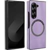 XKchatpt Custodia Magnetica per Samsung Galaxy Z Fold 7 in Pelle PU Sottile Antiurto Compatibile con Ricarica Wireless Viola