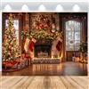 ASDCXZ Sfondo Fotografico Natale 1.8x1.2m, Finestra Invernale Albero di Natale Scatola Regalo Camino Xmas Tema Sfondo Fotografia Capodanno Festività Famiglia Celebrazione Festa Casa Decorazioni Banner