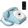 Plyisty Telefono retrò Bluetooth, Telefono Fisso Vintage da Scrivania Ricaricabile Tramite USB, Chiamate in Vivavoce e Riproduzione Musicale, Ideale per Casa e ufficio. (BLUE)
