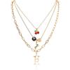 Wasise Collana con ciliegie, collana Y2K, regali di ciliegia per donne, collane con stampa leopardata, collane impilabili a strati Y2K, set di collane a 8 sfere con ciliegie, ciondolo a forma di stella