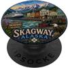 Happy Destiny Skagway, Alaska, AK passaggio interno, Stati Uniti, deposito ferroviario, oro PopSockets PopGrip Adesivo