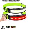 NONE COB Bead faro batteria incorporata campeggio pesca potente sensore onda USB ricaricabile LED faro torcia impermeabile lanterna