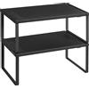 SONGMICS Set di 2 Portaspezie, Estensibili, Organizer da Cucina, Mensola da Cucina, Organizer per Armadio, Piccola Mensola, in Metallo, per Piano di Lavoro, Tavolo, Scarpiera, Nero Opaco/Bianco Opaco