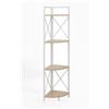 JUJU ORION91ufficiale ® - Scaffale Angolare per Libri | 4 Mensole angolari | MDF e Acciaio | Colore bianco | Spedizione | Libreria | Camera da letto | Lavastoviglie | Ufficio |