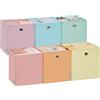 SONGMICS Scatola portaoggetti, set di 6, organizer pieghevoli, 33 x 33 x 33 cm, tessuto, per scaffali cubici, colorato, cestino portaoggetti, per camera da letto, soggiorno