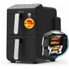 NARVI Friggitrice ad aria NARVI, senza olio. Capacità di 10 litri con DOPPIO CESTELLO INDEPENDENTE da 5 litri. Prepara 4 ricette contemporaneamente. Potenza 2460 W con funzione SYNC, 10 menu automatici e