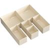 SONGMICS Organizzatori per cassetti, divisori per cassetti, set di 6, scatole portaoggetti pieghevoli in tessuto per calzini, biancheria intima, reggiseni, cravatte, sciarpe, beige sabbia/rosa