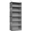SONGMICS Organizer da Appendere, Organizer per Armadio, Scaffale Divisibile, Soluzione Salvaspazio Pieghevole, Ganci in Metallo e Supporto in Bambù, Grigio Tostato/Bianco Nuvola