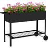 Outsunny Fioriera Outsunny per ortaggi su piedistallo basso. Scaffale 109L x 39L x 80H cm con 2 ruote + inserto per irrigazione in metallo nero