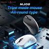 Ajazz Mouse Wireless AJAZZ NJ08 a Tre Modalità, Tipo All-round, ABS, 12800DPI, 300mAh, RGB, 1000Hz per Gaming/Ufficio/Windows/Mac