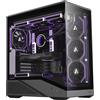 Abysm Arian Frame A400 Nero ATX, ITX, Micro ATX Tower Case - Lati e fronte in vetro temperato - Alloggiamenti per dischi da 3.5" e 2.5" - USB-A, USB-C e audio - 4 ventole ARGB preinstallate - Supporta