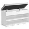 VASAGLE Panca Portascarpe, Armadio Portascarpe con Seduta Imbottita, Panca da Ingresso con 3 Scomparti e Seduta Imbottita, 30 x 80 x 44 cm, per Ingresso, Camera da Letto, Bianco Cloud e Grigio Tortora