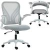 HOMCOM Sedia ergonomica da ufficio HOMCOM, poltrona da scrivania in rete con schienale ribaltabile, braccioli rialzati, supporto lombare.