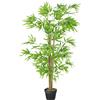Outsunny Bambù artificiale Outsunny, altezza 1,5 m, foglie dense realistiche, vaso incluso, nero con lichene verde