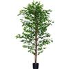HOMCOM Pianta artificiale HOMCOM, albero artificiale ficus, altezza 1,80 m, tronco, rami, liana, lichene, foglie, grande realismo, vaso incluso.