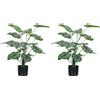 HOMCOM Set di 2 Piante Artificiali da Interno 65 cm, Albero Artificiale di Melo con Vaso in Plastica e Fiocchi, Pianta Finta