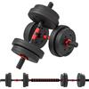 HOMCOM Kit manubri 2-in-1, set da 2-15 kg, barre regolabili incluse - allenamento muscolare e sollevamento pesi