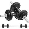 SPORTNOW Manubri 2-in-1 da 20 kg con Peso Regolabile, Kit di Manubri per Bodybuilding con Barra di Estensione in Acciaio, Impugnatura Annerita