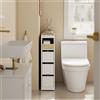 SoBuy BZR54-KW Armadio da bagno con rotoli 20 cm con 3 cassetti Armadio mobile per WC piccolo Bianco 60x20x82.3
