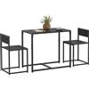 HOMCOM Set tavolo e sedie per 2 persone, tavolo da cucina con sedie, tavolo da pranzo 3 pezzi con 2 sedie incassate
