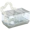 PawHut Gabbia per criceti Pawut, gabbia per piccoli animali, con tunnel e accessori inclusi, gabbia per criceti, maniglia, filo d'acciaio, 58x32x31 cm