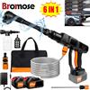 bromose Pistola idropulitrice a batteria da 21 V, pulitore a pressione portatile con 2 batterie e tubo da 5 m, lavaggio a getto da 25 cm per auto, bici, cortile, casa
