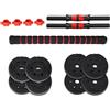 NONE 10 kg 2 in 1 Manubri Regolabili con Barra Dritta - Set di Pesi Multifunzione per Bodybuilding e Fitness - Set di Manubri Convertibili in Barra - Impugnature Antiscivolo e Dischi Sicuri - Palestra