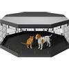 PawHut Recinto per cani PawHut, box interno, 8 pannelli pieghevoli, con porta, coperta superiore, acciaio, 61x61 cm, Nero