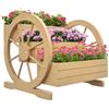 Fioriera quadrata Outsunny a 3 livelli per orto, stile chic con 2 ruote, per trasporto legno e alberi, fori di drenaggio, protezione solare. 62L x