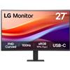 LG Monitor LG 27" curvo 1500r va fullhd 100hz hdr 10 - risposta 5ms - 16:9 - hdmi, usb-c - vesa 100x100mm