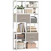 HOMCOM Scaffale portaoggetti HOMCOM a 6 livelli, libreria con 2 cassetti in tessuto, 9 ripiani aperti, mobile contenitore con struttura in acciaio per soggiorno, scrivania, camera da letto, 72,5x30x cm,