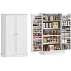 HOMCOM Mobile buffet da cucina, mobiletto moderno con ripiani regolabili, porta bicchieri e 12 portaspezie, per sala da pranzo, soggiorno, 60x30x cm, Bianco