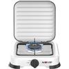 MUVIP Fornello a gas Muvip Vulcano con 1 fuoco - copertura protettiva - piedini in gomma - superficie smaltata - fuoco rimovibile - 26,8x26x8x5,9 cm - colore bianco