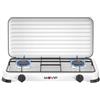 MUVIP Fornello a gas Muvip Vulcano con 2 fuochi - copertura protettiva - piedini in gomma - superficie smaltata - bruciatore rimovibile - 57,7x27,8x5,3 cm - colore bianco