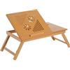 HOMCOM Tavolino da letto HOMCOM, vassoio porta computer, tavolino laterale in bambù, vassoio reclinabile, pieghevole e regolabile in altezza con cassetto, 55x35x22 cm, naturale