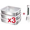 NONE Contenitore Ermetico in Acciaio Inox 2200 ml (25x20x5,5 cm) | Alimenti, Carne, Pesce, Frutta | Congelatore e Frigo | Riutilizzabile, Senza Odori, Alternativa alla Plastica | 🎁 Pinza Inclusa | Marzono