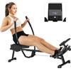SPORTNOW Vogatore idraulico a 12 livelli di resistenza con schermo LCD e pedali antiscivolo, capacità massima 130 kg, allenamento cardio domestico, Nero