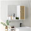 HOMCOM Mobile bagno HOMCOM con specchio, specchio da bagno con ripiano, in bambù e anta regolabile, 60x14x50 cm, Bianco