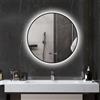 HOMCOM Specchio da bagno HOMCOM con illuminazione Ø 70 cm, specchio rotondo a LED retroilluminato da parete, intensità variabile, funzione antiappannamento, interruttore touch, display orario e temperatura,