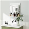 HOMCOM Specchio da bagno HOMCOM, specchio da parete, con ripiano portaoggetti, per soggiorno, camera da letto, 50x12x60 cm, Bianco