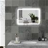 HOMCOM Specchio da bagno HOMCOM con illuminazione 50x70 cm, specchio da parete a LED, 3 colori di luce, dimmerabile, anti-scottatura, memoria, sensore touch, vetro temperato, IP44, montaggio