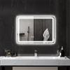 HOMCOM Specchio da bagno HOMCOM con Bluetooth e illuminazione LED 50x70 cm, luce a specchio da parete, orologio, anti-fusibile, 3 colori di luce, dimmerabile, memoria, interruttore touch, vetro temperato,
