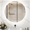 kleankin Specchio Kleankin rotondo luminoso a LED da parete per bagno 60 cm con illuminazione, interruttore touch, sistema anti-inceppamento, luminosità regolabile, 29 W, bianco e argento